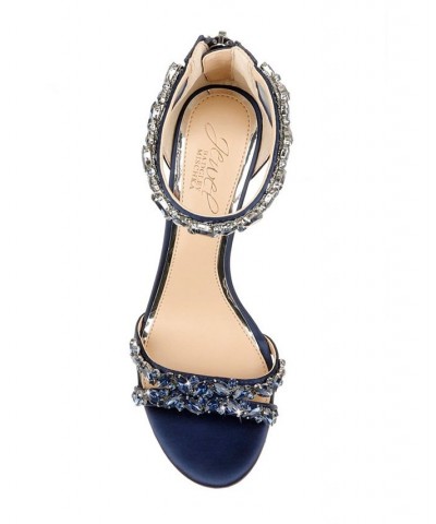 Caroline Embellished Ankle-Strap Evening Sandals Blue $47.96 Shoes