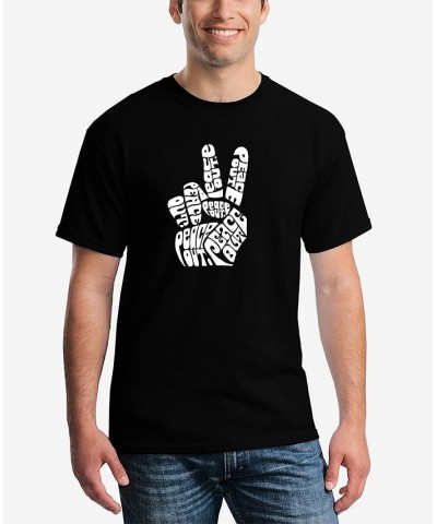 Men's Word Art Peace Out T-shirt Black $14.35 T-Shirts