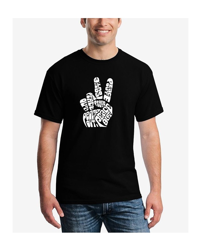 Men's Word Art Peace Out T-shirt Black $14.35 T-Shirts