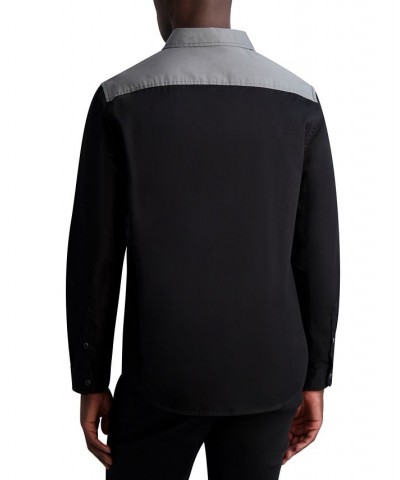 Men's Slim-Fit Colorblocked Button-Front Long-Sleeve Shirt Gray $45.72 Shirts