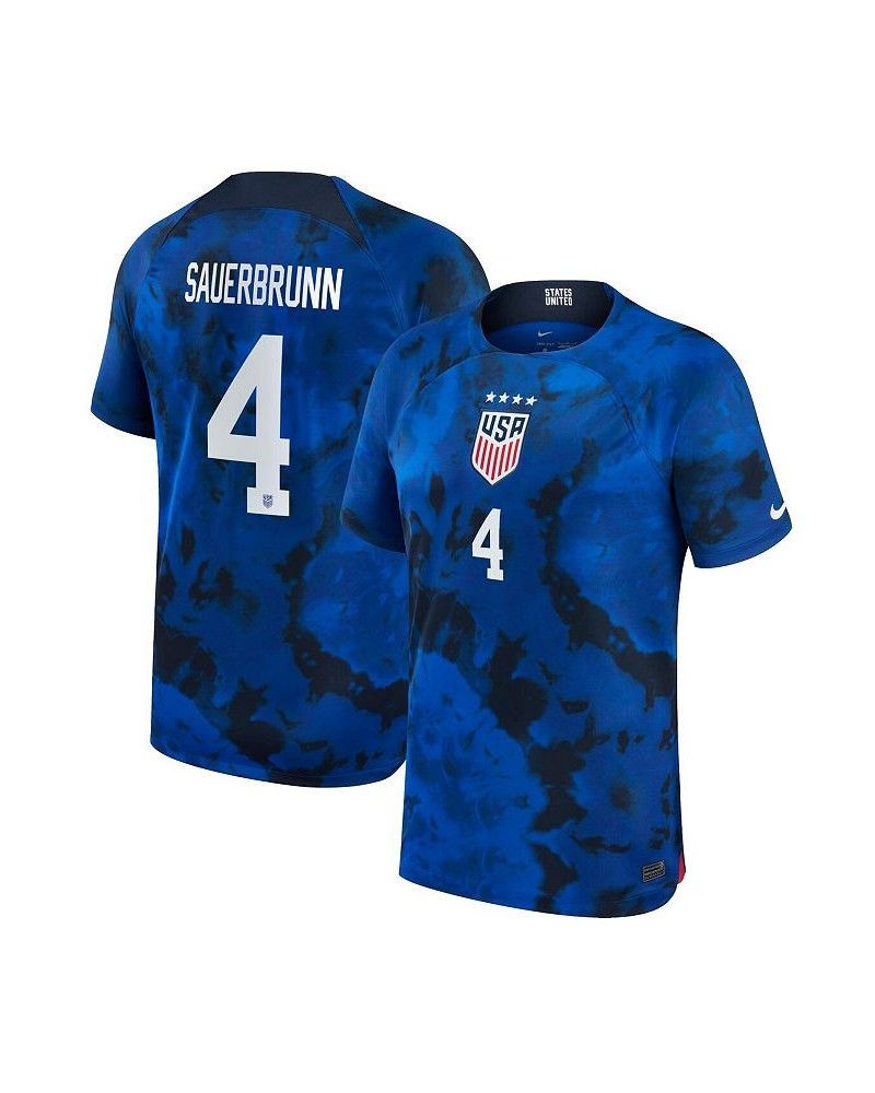 Men's Becky Sauerbrunn Blue USWNT 2022/23 Away Breathe Stadium Replica Player Jersey $53.20 Jersey