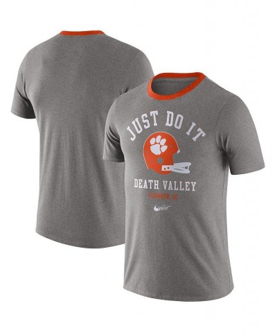 Men's Heathered Gray Clemson Tigers Vault Helmet Tri-Blend T-shirt $20.15 T-Shirts