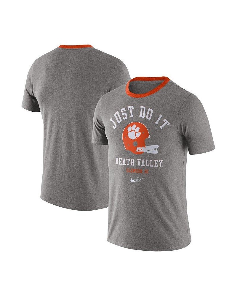 Men's Heathered Gray Clemson Tigers Vault Helmet Tri-Blend T-shirt $20.15 T-Shirts