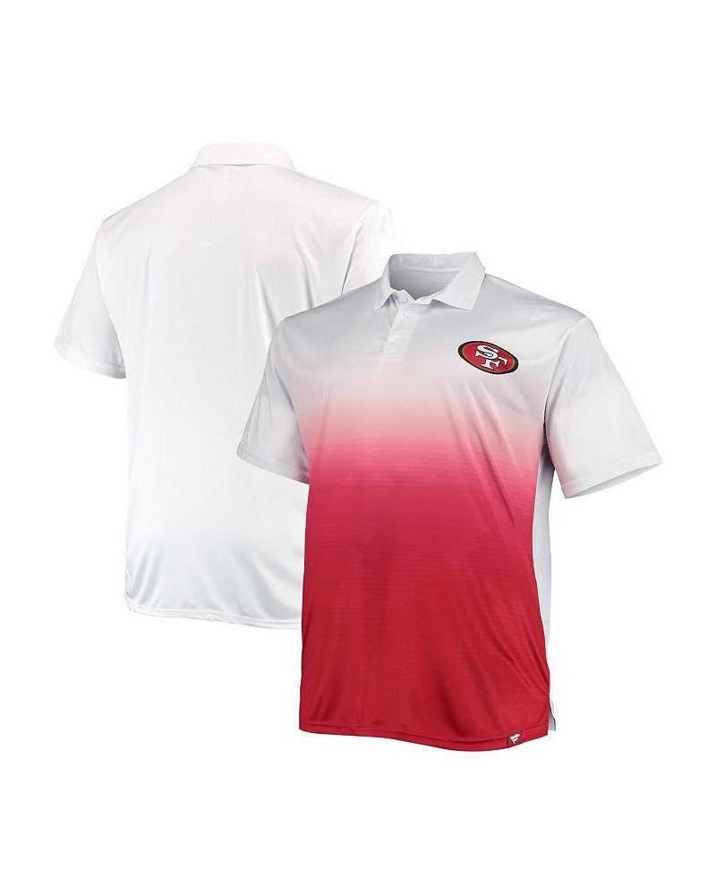 Men's White, Scarlet San Francisco 49ers Big and Tall Fade Polo Shirt $29.40 Polo Shirts