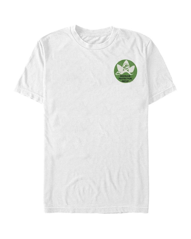 Jurassic World Fallen Kingdom Men's Dinosaur Protection Group Badge Short Sleeve T-Shirt White $15.40 T-Shirts