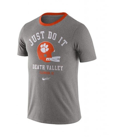 Men's Heathered Gray Clemson Tigers Vault Helmet Tri-Blend T-shirt $20.15 T-Shirts