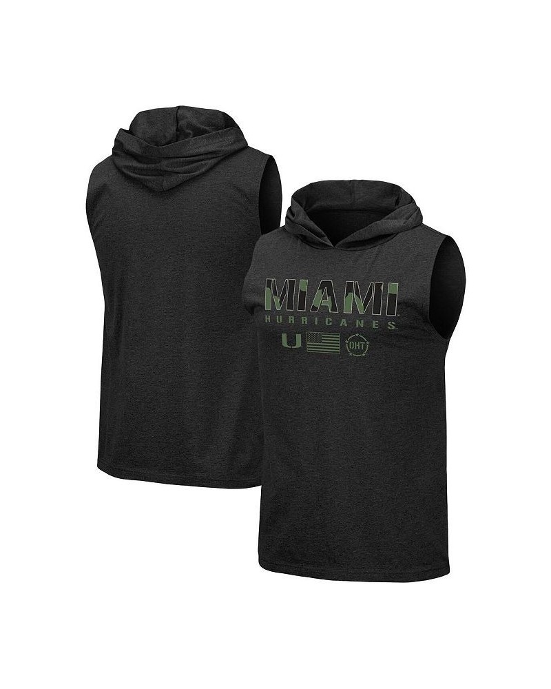 Men's Black Miami Hurricanes OHT Military-Inspired Appreciation Camo Logo Hoodie Sleeveless T-shirt $26.99 T-Shirts