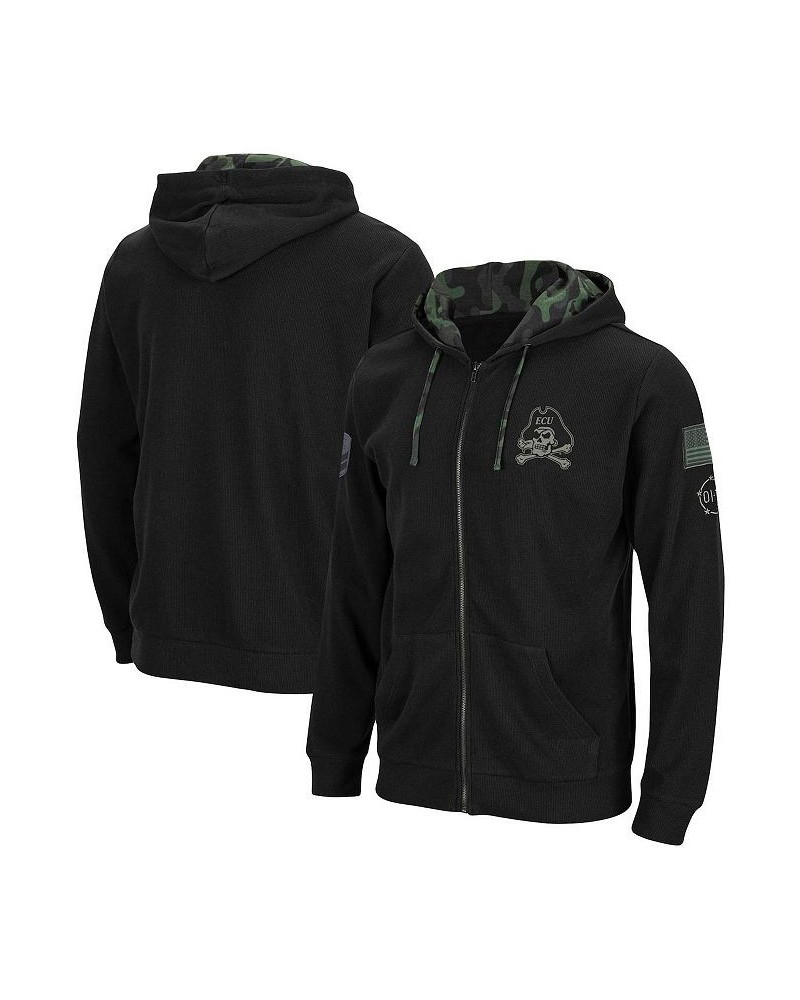 Men's Black ECU Pirates OHT Military-Inspired Appreciation Waffle Full-Zip Hoodie $30.80 Sweatshirt