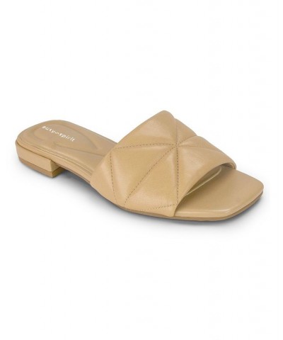 Women's Quincie Square Toe Slip-On Slide Sandals Tan/Beige $47.96 Shoes