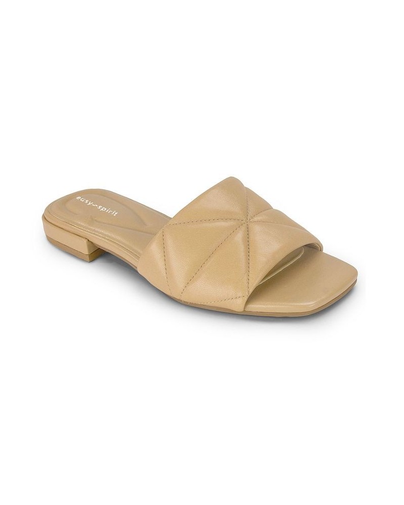 Women's Quincie Square Toe Slip-On Slide Sandals Tan/Beige $47.96 Shoes