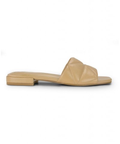 Women's Quincie Square Toe Slip-On Slide Sandals Tan/Beige $47.96 Shoes