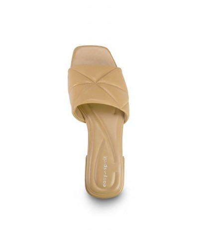 Women's Quincie Square Toe Slip-On Slide Sandals Tan/Beige $47.96 Shoes