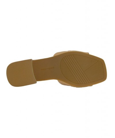 Women's Quincie Square Toe Slip-On Slide Sandals Tan/Beige $47.96 Shoes