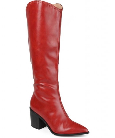 Women's Daria Extra Wide Calf Western Boots Red $58.80 Shoes