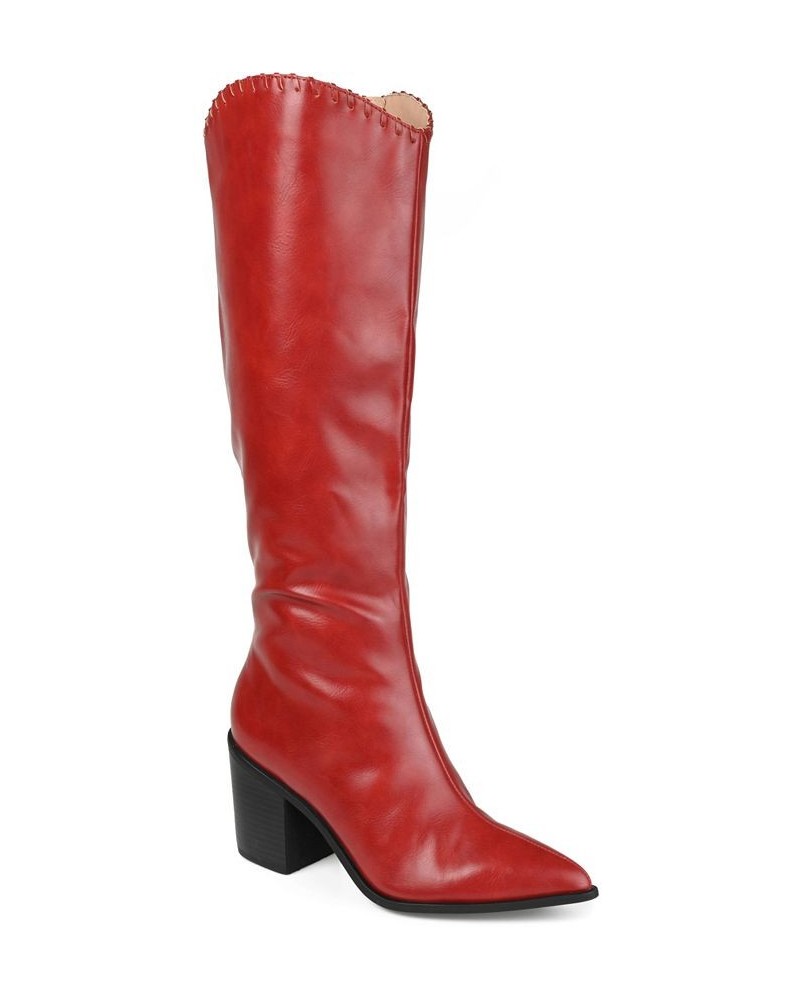 Women's Daria Extra Wide Calf Western Boots Red $58.80 Shoes