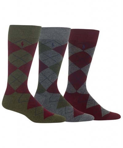 Ralph Lauren Men's Socks, Dress Argyle Crew 3 Pack Socks Green $18.36 Socks