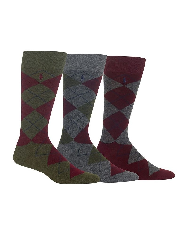 Ralph Lauren Men's Socks, Dress Argyle Crew 3 Pack Socks Green $18.36 Socks