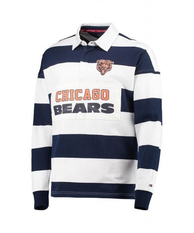 Men's Navy, White Chicago Bears Varsity Stripe Rugby Long Sleeve Polo Shirt $39.59 Polo Shirts