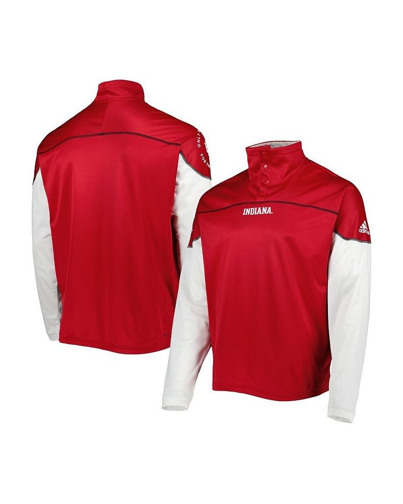 Men's Crimson Indiana Hoosiers AEROREADY Knit Quarter-Snap Jacket $37.40 Jackets