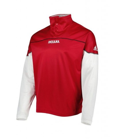 Men's Crimson Indiana Hoosiers AEROREADY Knit Quarter-Snap Jacket $37.40 Jackets