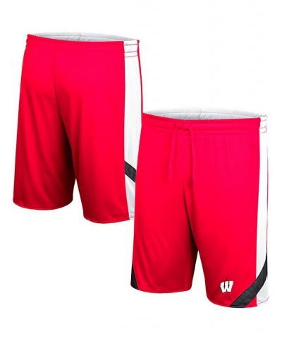 Men's Red and White Wisconsin Badgers Am I Wrong Reversible Shorts $28.49 Shorts