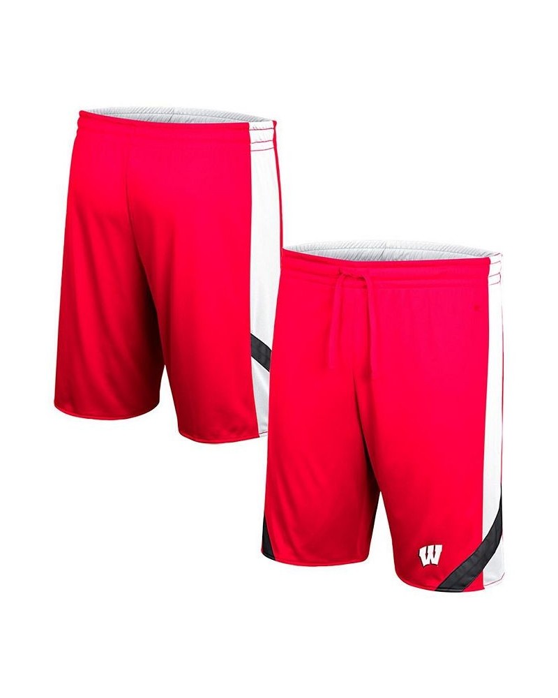 Men's Red and White Wisconsin Badgers Am I Wrong Reversible Shorts $28.49 Shorts