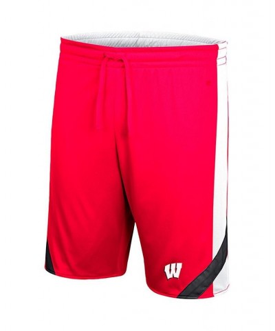 Men's Red and White Wisconsin Badgers Am I Wrong Reversible Shorts $28.49 Shorts