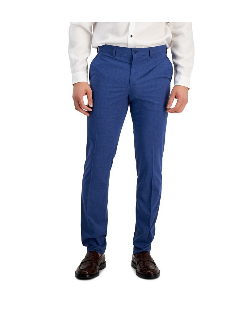 Men's Slim-Fit Plaid Suit Pants Blue $20.59 Pants