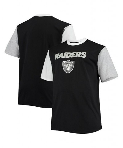 Men's Black, White Las Vegas Raiders Big and Tall Colorblocked T-shirt $15.48 T-Shirts