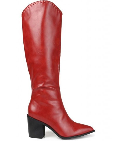 Women's Daria Extra Wide Calf Western Boots Red $58.80 Shoes