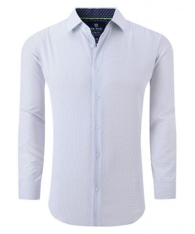 Men's Slim Fit Performance Long Sleeve Geometric Dress Shirt White Geo $18.90 Dress Shirts