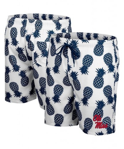 Men's White, Navy Ole Miss Rebels Pineapple Swim Shorts $26.00 Swimsuits