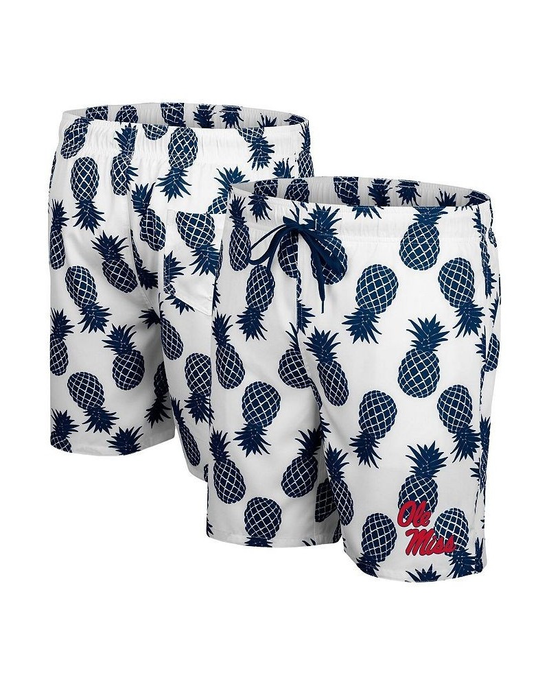 Men's White, Navy Ole Miss Rebels Pineapple Swim Shorts $26.00 Swimsuits