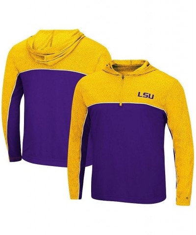 Men's Purple, Heathered Gold-Tone LSU Tigers Flick Quarter-Zip Hoodie Windshirt $28.80 Sweatshirt