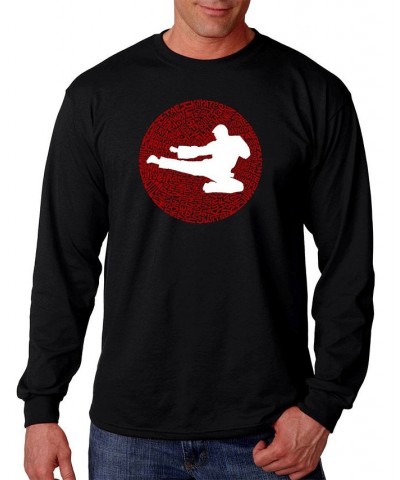 Men's Types of Martial Arts Word Art Long Sleeve T-shirt Black $17.20 T-Shirts