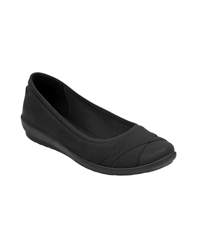 Women's Acasia Round Toe Slip-on Casual Flats Black $33.18 Shoes