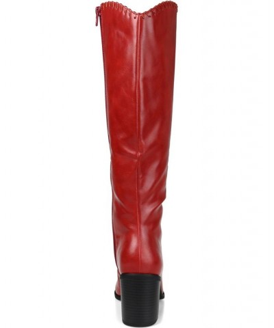 Women's Daria Extra Wide Calf Western Boots Red $58.80 Shoes