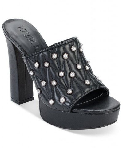 Women's Aviva Studded Platform Sandals Black $55.65 Shoes