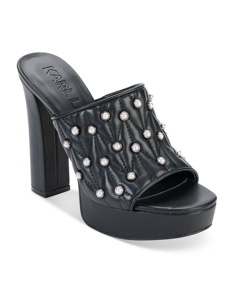 Women's Aviva Studded Platform Sandals Black $55.65 Shoes