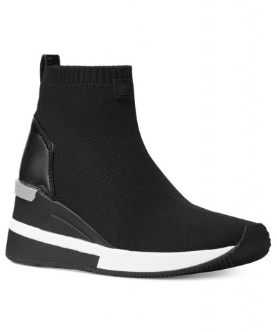 Women's Skyler Wedge Bootie Sock Sneakers Black $80.50 Shoes