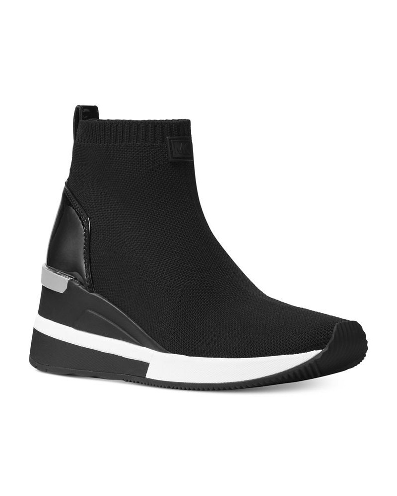 Women's Skyler Wedge Bootie Sock Sneakers Black $80.50 Shoes