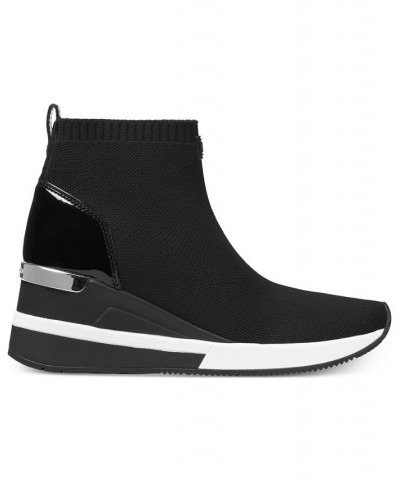 Women's Skyler Wedge Bootie Sock Sneakers Black $80.50 Shoes