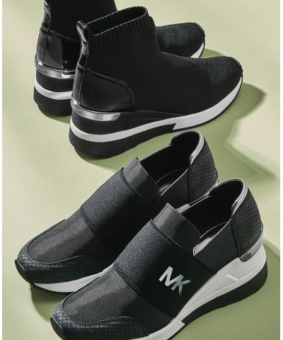 Women's Skyler Wedge Bootie Sock Sneakers Black $80.50 Shoes