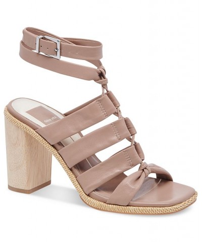 Women's Olema Strappy Block-Heel Gladiator Dress Sandals Brown $67.20 Shoes