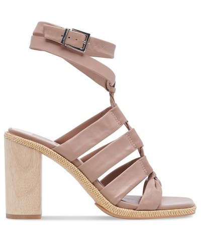 Women's Olema Strappy Block-Heel Gladiator Dress Sandals Brown $67.20 Shoes