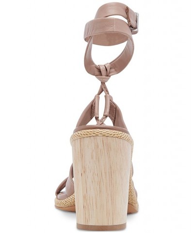 Women's Olema Strappy Block-Heel Gladiator Dress Sandals Brown $67.20 Shoes