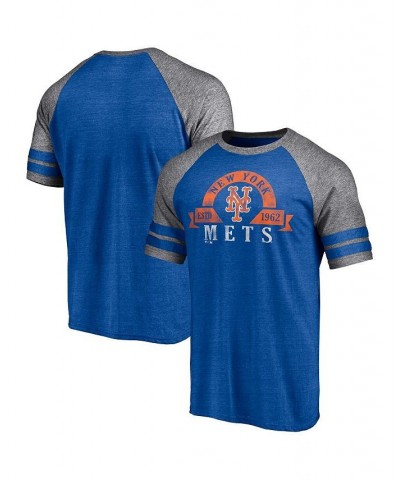 Men's Branded Heather Royal New York Mets Utility Two-Stripe Raglan Tri-Blend T-shirt $22.05 T-Shirts