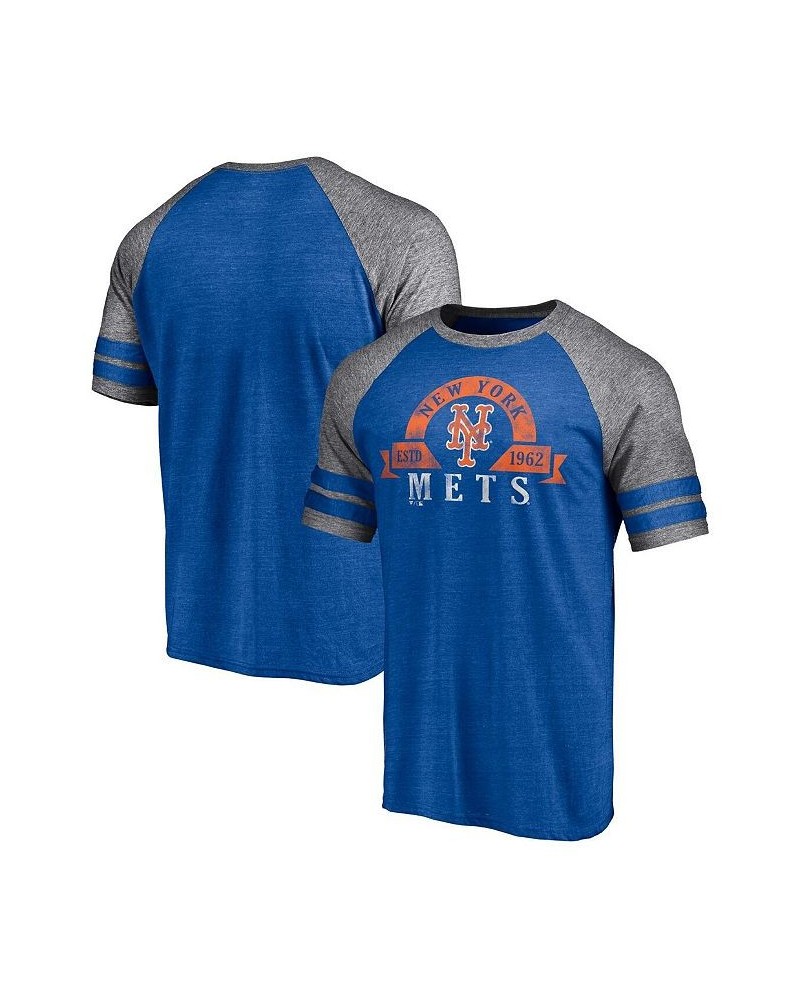 Men's Branded Heather Royal New York Mets Utility Two-Stripe Raglan Tri-Blend T-shirt $22.05 T-Shirts