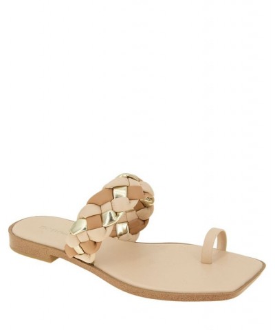 Women's Letti Flat Sandal Tan, Platino Multi, Synthetic $43.61 Shoes