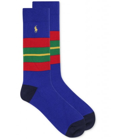 Men's Colorblock Stripe Crew Socks Blue $15.34 Socks